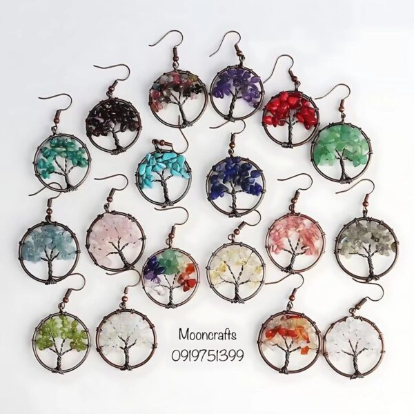 handmade fashion accessories tree stone earrings