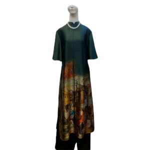 modern ao dai casual with deep teal color