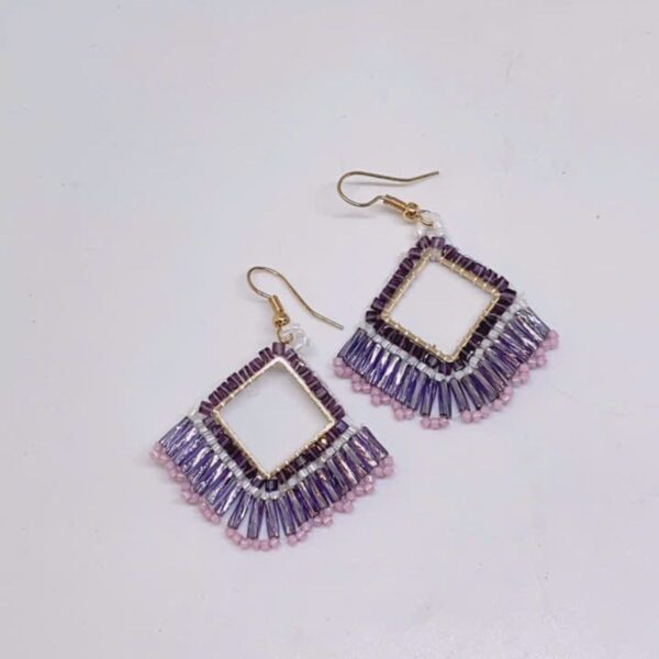 beaded woven earrings amethys glow fringe