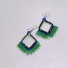 beaded woven earrings emerald cascade square