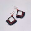 beaded woven earrings onyx red fringe