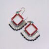 beaded woven earrings scarlet fringe square