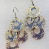 chandelier earrings for women with circular rings shape and blue floral hoops pattern