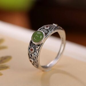 silver ring with jade stone accessories