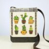 handmade wooden bag with cactus motif