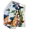 printed silk scarf for women with white color and mother and child motif
