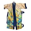 silk kimono tops for ladies with gold color and autumn trees motif