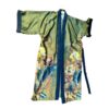 silk kimono tops for ladies with olive green and lotus flower motif