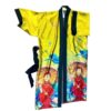 silk kimono tops for ladies with yellow color and woman with umbrella motif
