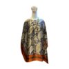 silk tunic top with beige and deep blue color
