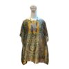 silk tunic top with dark olive paisley color