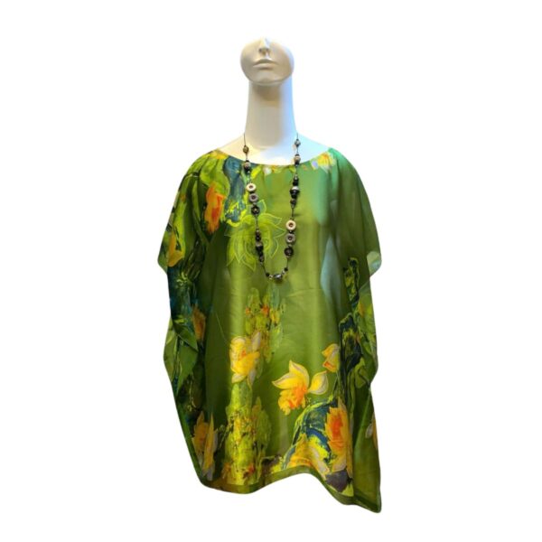 silk tunic top for women with olive green color