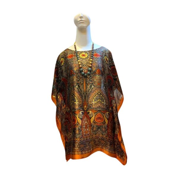 silk tunic top for ladies with burnt orange color