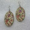 single earrings for women with oval shape and colorful floral lace pattern