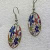 single earrings for women with oval shape and multicolor flowers pattern