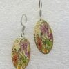 single earrings for women with oval shape and purple lily vines pattern