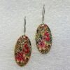 single earrings for women with oval shape and red floral cluster pattern