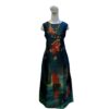 sleeveless silk dress for women with deep teal color