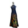 sleeveless silk dress for women with navy blue color