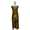 sleeveless silk dress for women with olive green color