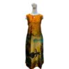 sleeveless silk dress for women with orange color