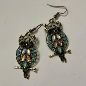 stone earrings for women bejeweled owl design