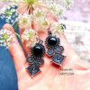 stone earrings for women with black spiral square pattern 5
