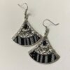 stone earrings for women with black tribal fan pattern