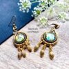 stone earrings for women with gold vintage circle pattern 1