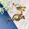 stone earrings for women with gold vintage circle pattern 2