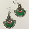 stone earrings for women with green ethnic crescent pattern