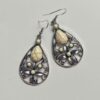 stone earrings for women with invory floral teardrop pattern