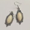stone earrings for women with ivory oval cracks pattern