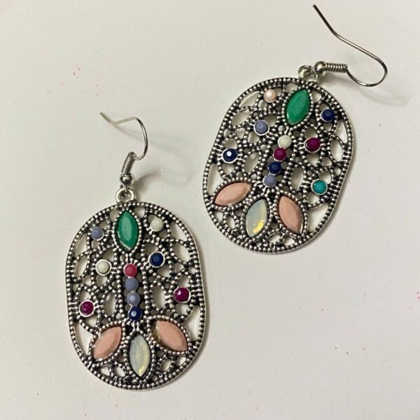 stone earrings for women with jewel floral lattice pattern