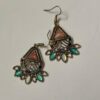 stone earrings for women with multicolor tribal fan pattern