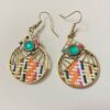 stone earrings for women with multicolor woven circle pattern