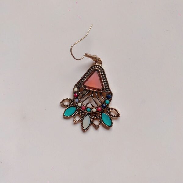 stone earrings for women with pink triangle leaf pattern