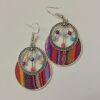 stone earrings for women with rainbow woven hoop