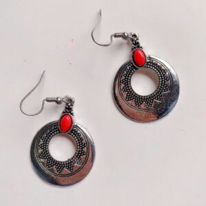 stone earrings for women with red stone circle