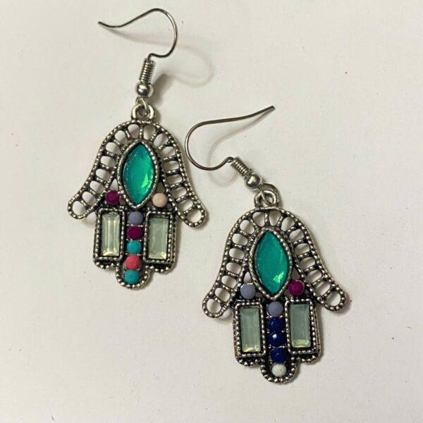 stone earrings for women with turquoise hamsa