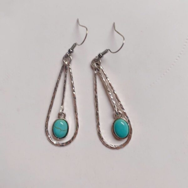 stone earrings for women with turquoise teardrop frame
