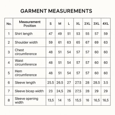 size chart for silk camisole top for women
